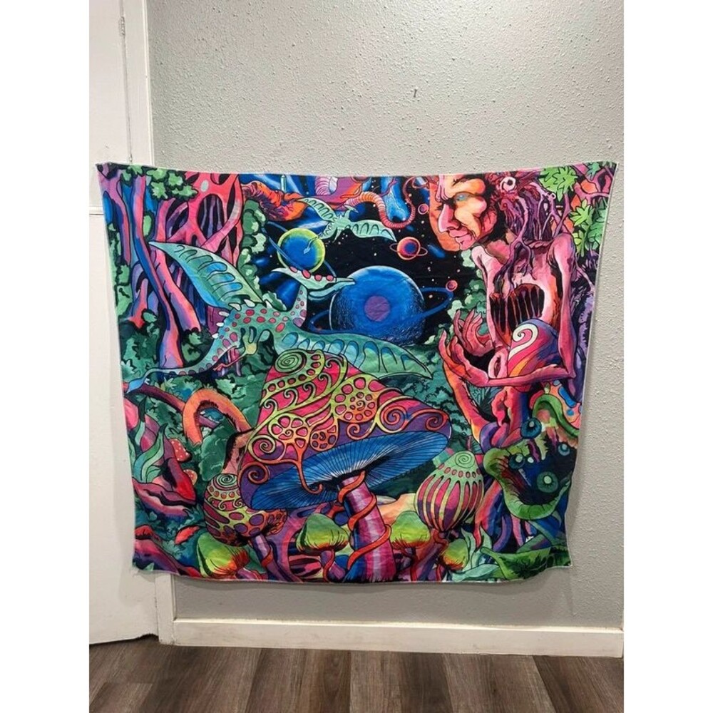 Trippy Colorful Hippie Art Tapestry Backdrop Wall Hanging Psychedelic
